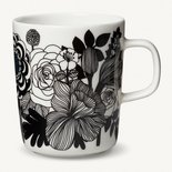 Marimekko servies Oiva beker wit/zwart/d. blauw 100 Years Finland 2,5 dl 0686423-197