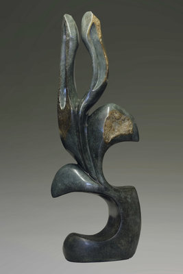 Stenen tuinbeeld uniek, Bloem abstract