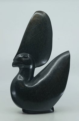 Stenen beeld uniek dier, Crown Bird, Kambue Benaya, Tengenenge