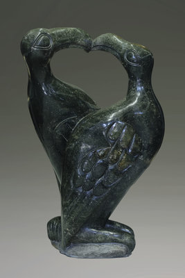Stenen tuinbeeld uniek dier, Loving birds, vogels abstract