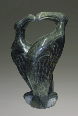 Stenen tuinbeeld uniek dier, Loving birds, vogels abstract