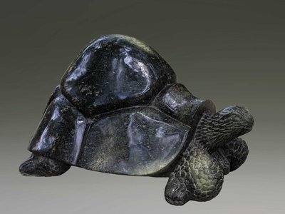 Stenen tuinbeeld uniek dier, Take it easy, turtle, schildpad abstract