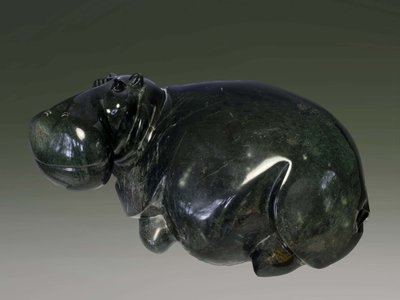 Stenen tuinbeeld uniek dier, Hippo, nijlpaard, abstract