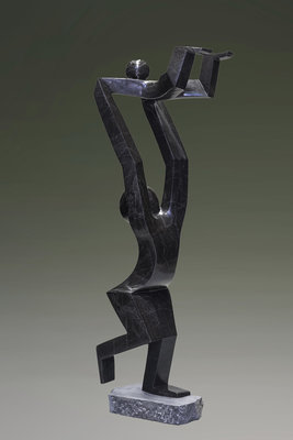 Stenen tuinbeeld uniek familie, Gymnastics abstract