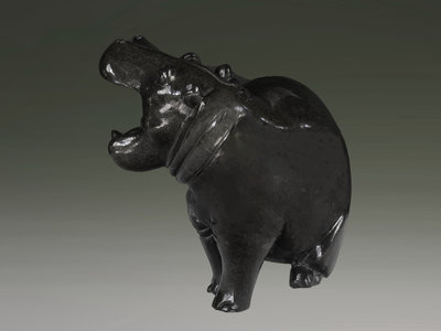 Stenen tuinbeeld uniek dier, Lazy hippo, nijlpaard