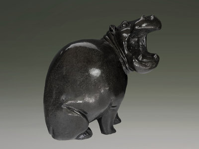 Stenen tuinbeeld uniek dier, Lazy hippo, nijlpaard