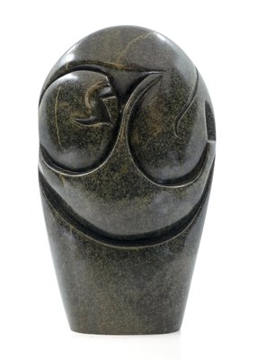 Stenen beeld embryo glad 1 persoon, 27 cm hoog, groen