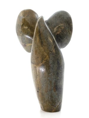 Stenen beeld olifant abstract 1 dier, 13 cm hoog, groen