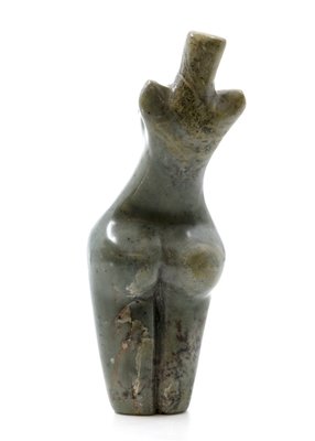 Stenen beeld torso staand 1 persoon, 13 cm hoog, groen