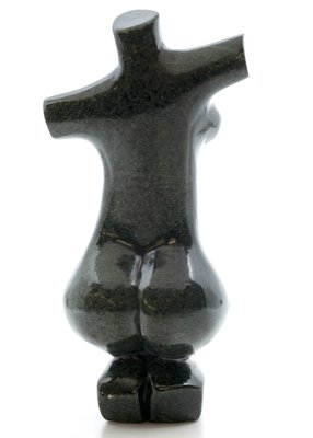 Stenen beeld torso knielend 1 persoon, 24 cm hoog, groen