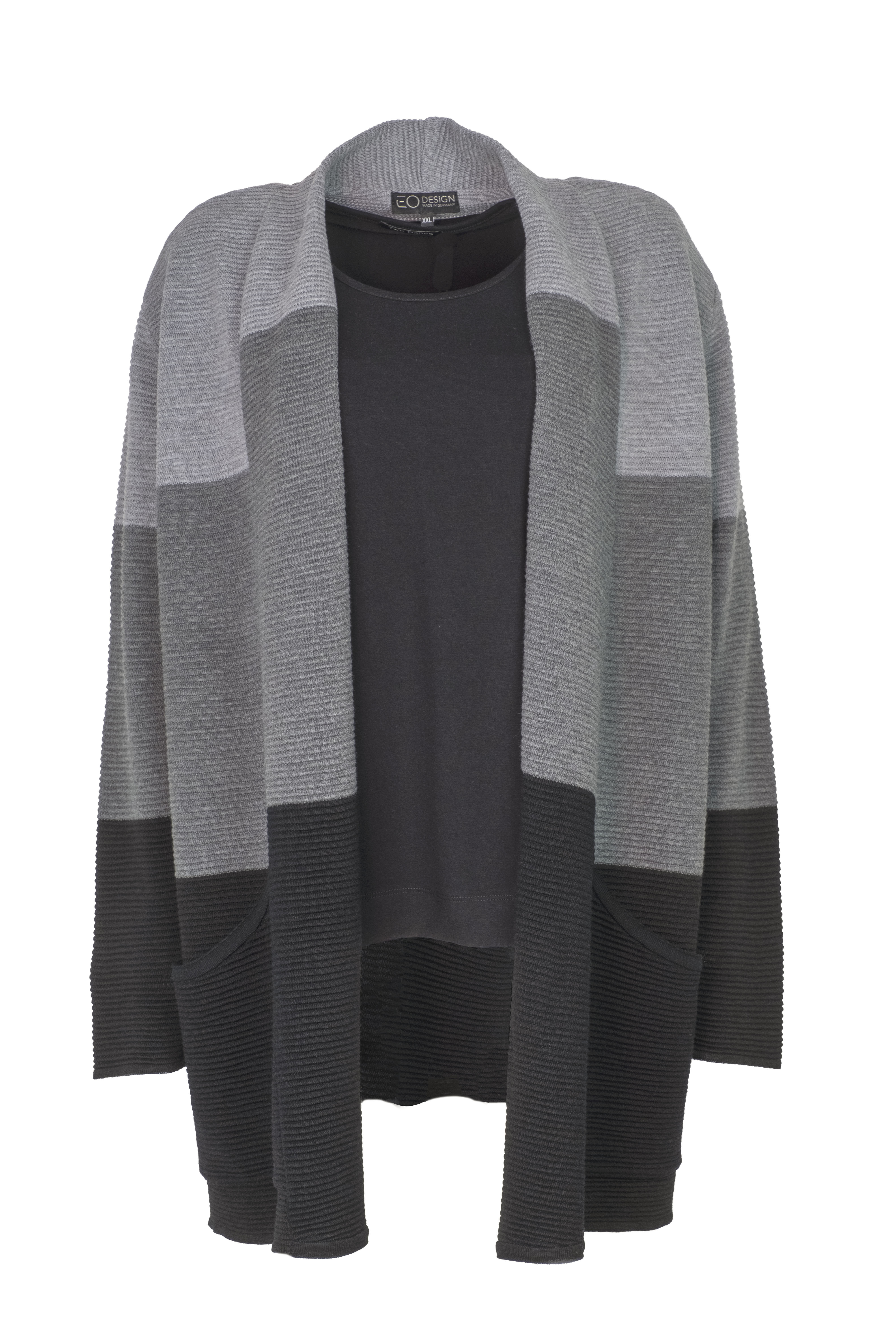 EO-design Vest lang zwart grijs lichtgrijs