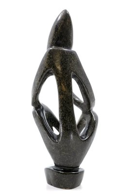 Stenen beeld denker abstract 1 denkend persoon, 20 cm hoog, groen