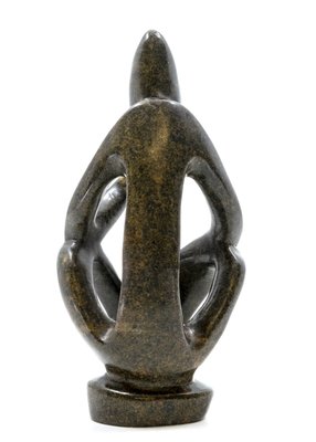 Stenen beeld denker abstract 1 denkend persoon, 13 cm hoog, bruin