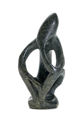 Stenen beeld denker abstract 1 denkend persoon, 11 cm hoog, groen