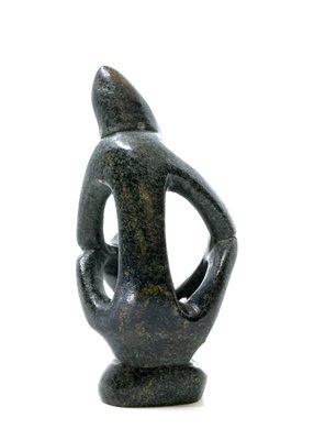 Stenen beeld denker abstract 1 denkend persoon, 11 cm hoog, groen