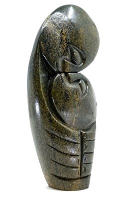 Stenen beeld kissing lover 2 personen, 23 cm hoog, groen