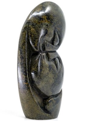 Stenen beeld kissing lover 2 personen, 16 cm hoog, groen