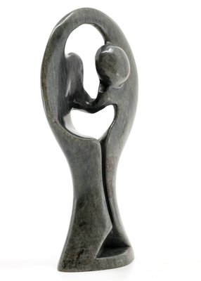 Stenen beeld standing lover familie twee personen 15 cm hoog, groen