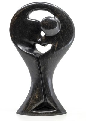 Stenen beeld standing lover familie twee personen 16 cm hoog, zwart