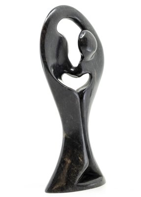 Stenen beeld standing lover familie twee personen 16 cm hoog, zwart