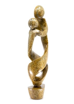 Stenen beeld moeder en kind 34 cm hoog, bruin