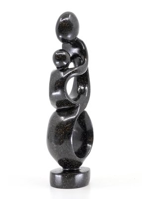 Stenen beeld moeder en kind 25 cm hoog, zwart