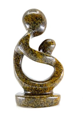 Stenen beeld moeder en kind 11 cm hoog, bruin