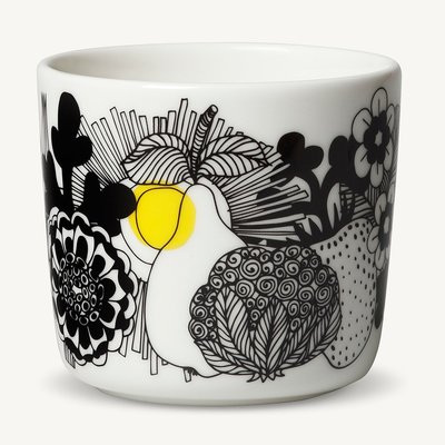 Marimekko servies Oiva koffiekop wit/zwart/geel 100 years Finland 2 dl 068439-093