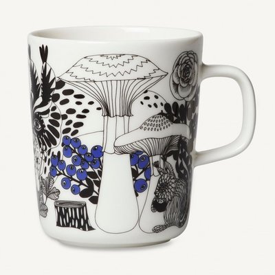 Marimekko servies Oiva beker wit/zwart/blauw 100 Years Finland 2,5 dl 068604-195