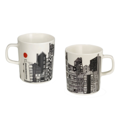 Marimekko servies Oiva beker wit/zwart/oranje 2,5 dl 063297-195