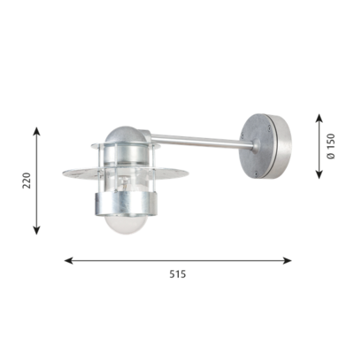 Louis Poulsen buitenlamp Albertslund Wand gegalvaniseerd lang model