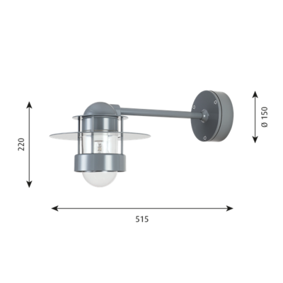 Louis Poulsen buitenlamp Albertslund Wand grijs lang model