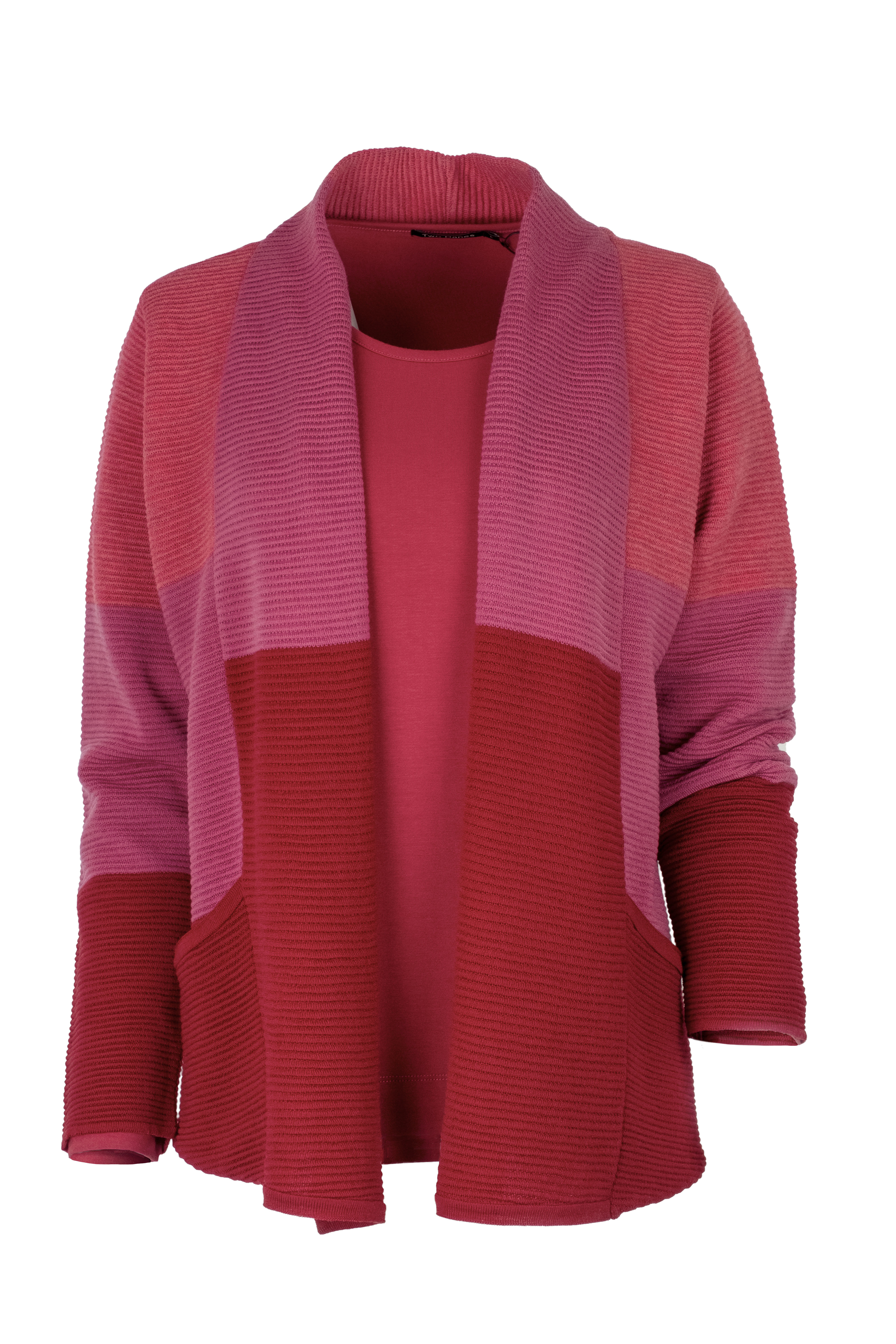 EO-design Vest kort donkerrood fuchsia lichtrood