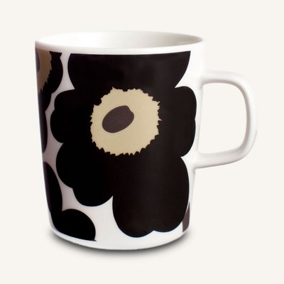 Marimekko servies Oiva/Unikko beker zwart 2,5 dl 063431-030