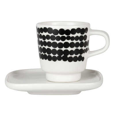 Marimekko servies Oiva espresso kop en schotel wit/zwart 065322-190