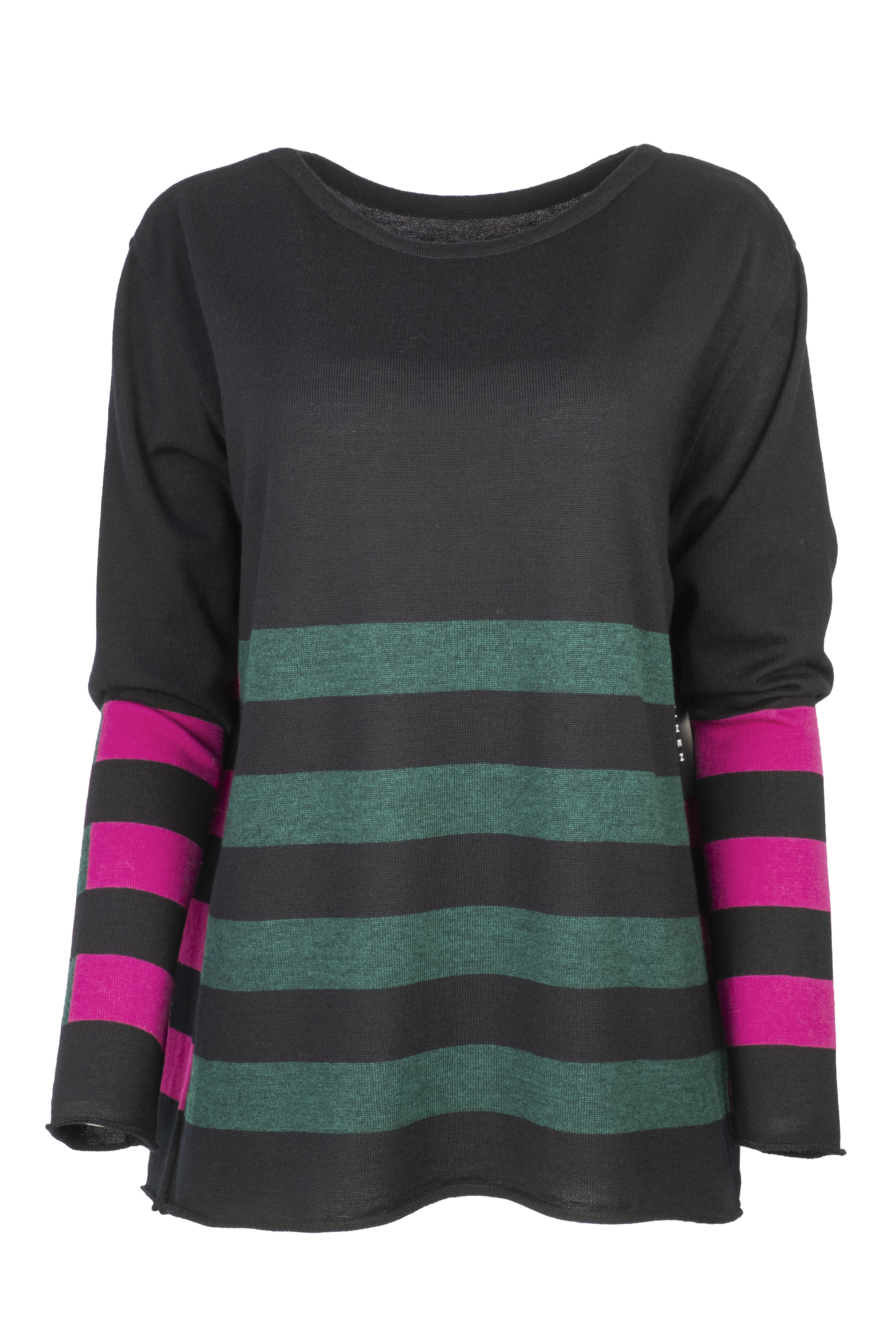 Karvinen Keskibox trui H33 zwart groen fuchsia