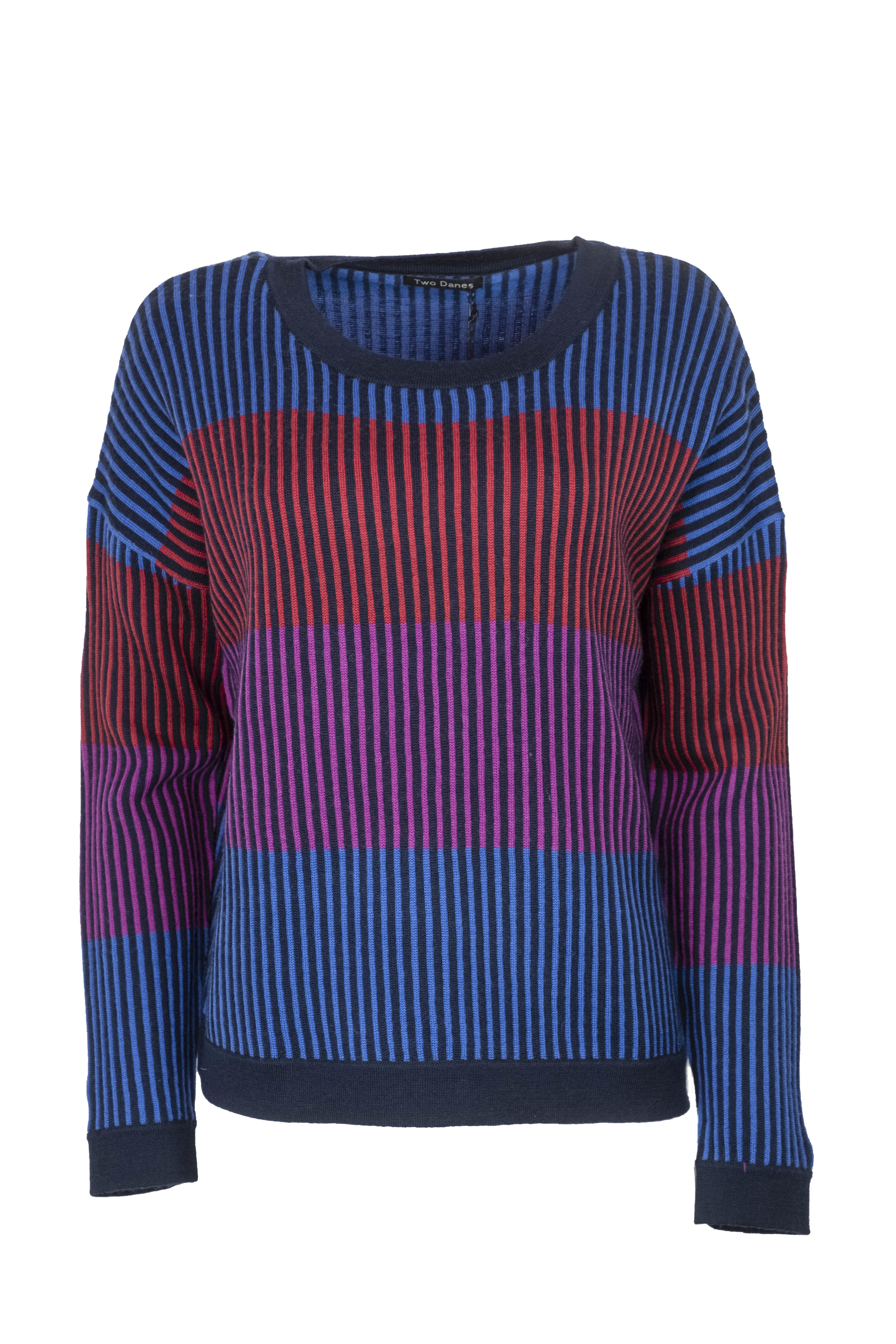 Two Danes trui Marley Sweater blauw/fuchsia/groen 25212-J274-285