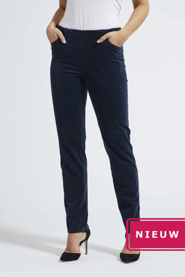 Laurie broek, model Kelly regular rib (fijn) katoen blauw 23218-49131