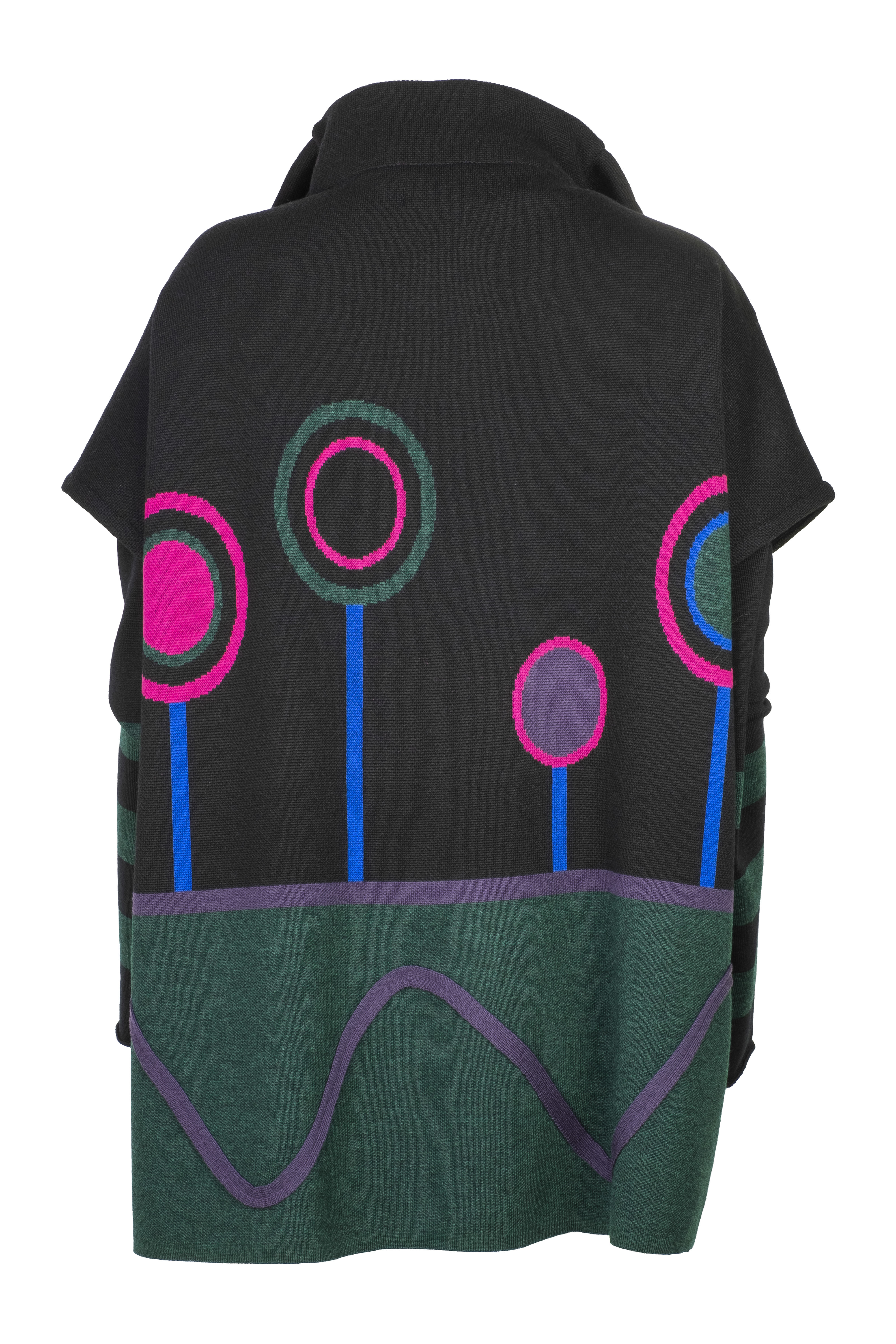 Karvinen Planeta vest H036 zwart groen fuchsia