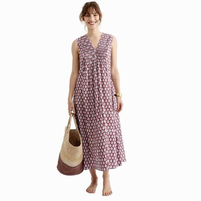 Zen Ethic zomerjurk Plissee Tree rood blauw