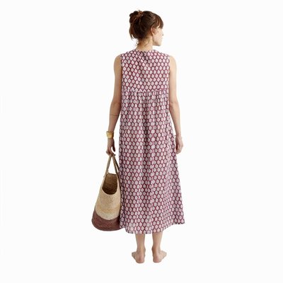 Zen Ethic zomerjurk Plissee Tree rood blauw
