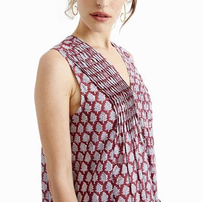 Zen Ethic zomerjurk Plissee Tree rood blauw