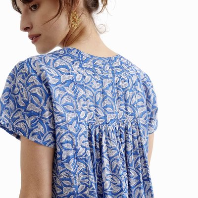 Zen Ethic zomerjurk Col V Leaf ocean blue, blauw