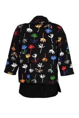 Aino kort jack Koru zwart met multicolor print