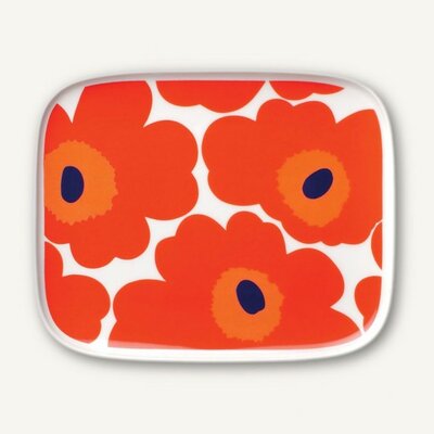 Marimekko servies Oiva/Unikko gebaksschotel rood 063436-001