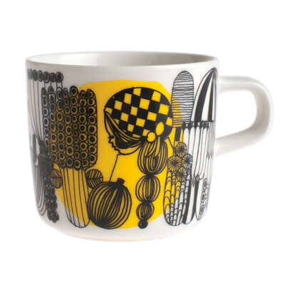 Marimekko-Geschirr Oiva Kaffeetasse weiß/schwarz/gelb 2 dl 063293-192