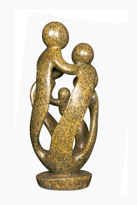 Sculpture en pierre ollaire famille 5 personnes brun 42 cm 5FH-6 Sculpture en pierre ollaire famille 5 personnes brun 42 cm 5FH-6