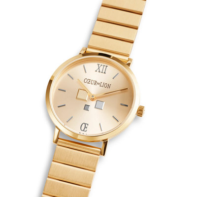 Coeur de Lion Horloge 7602/ /1616 Gold-Gold Roestvrij Stalen band Coeur de Lion Horloge 7602/ /1616 Gold-Gold Roestvrij Stalen band