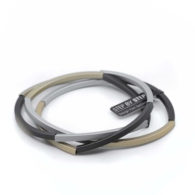 Step by Step armband medium rose zwart zilver 500244