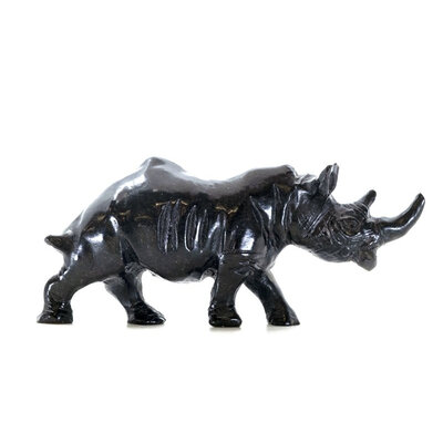 Stenen beeld neushoorn, 4 cm, zwart Stenen beeld neushoorn, 4 cm, zwart